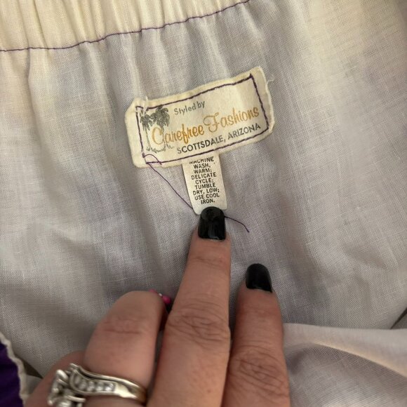 Vintage 80s Floral Prairie Skirt Lace Trim Medium Purple Patchwork Squaredancing - Picture 6 of 6